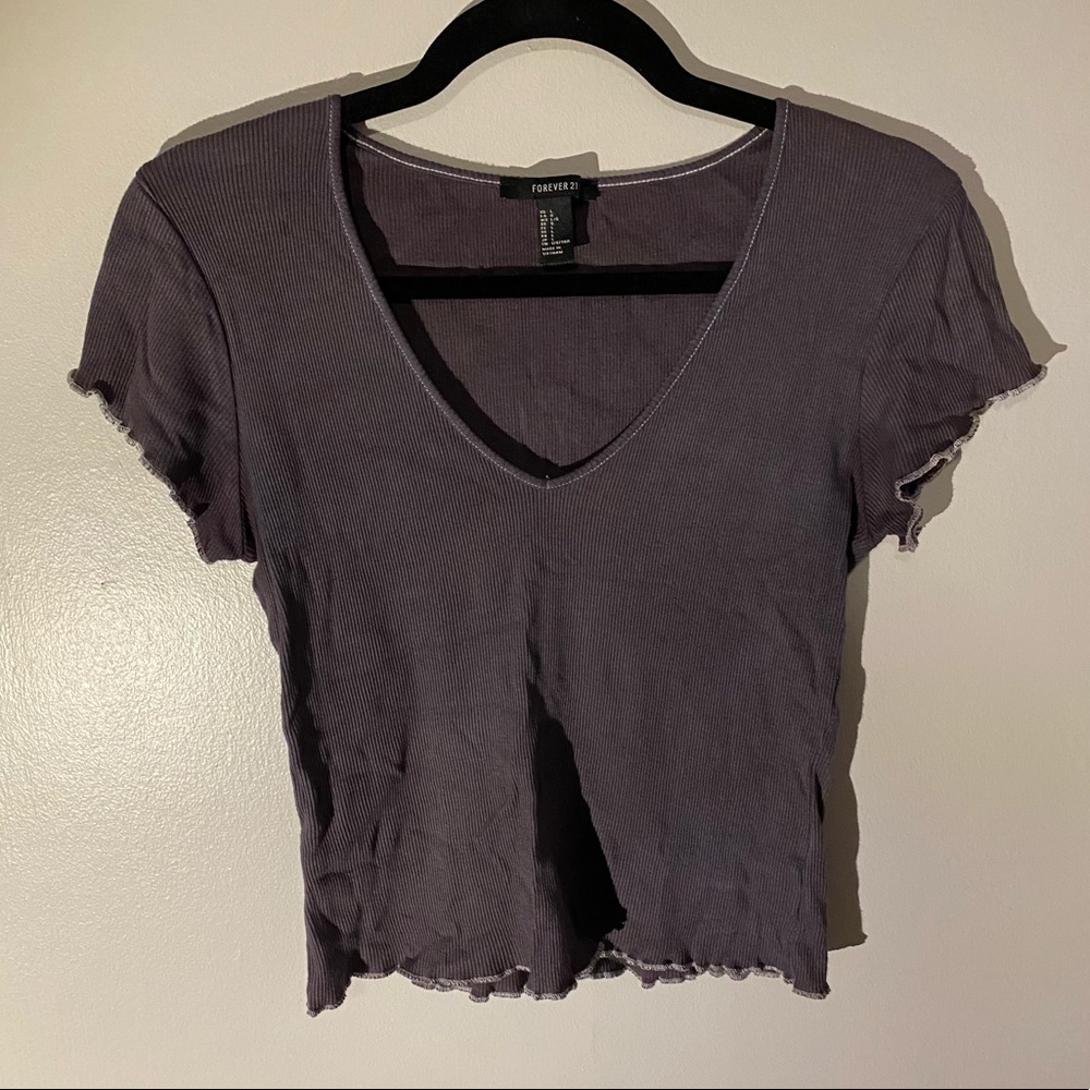 Forever 21 Purple Ribbed Crop Top